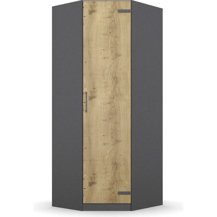 Eckkleiderschrank >Butte< in Eiche Artisan Dekor / grau - 85x197x72 (BxHxT) – Bild 5