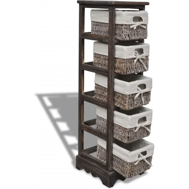 vidaXL Korbregal Holz mit 5 Körben Braun 240801 – Bild 4