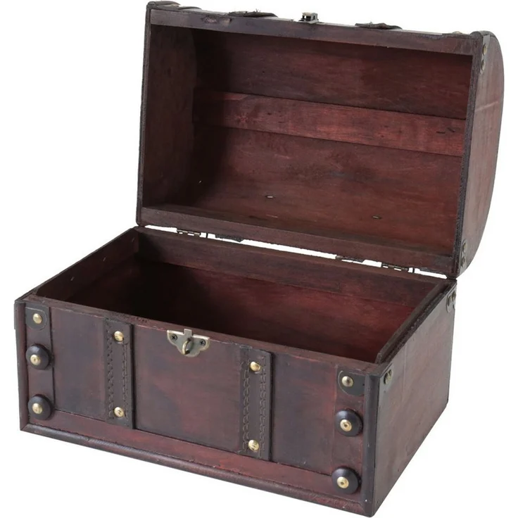HMF Schatzkiste Schatztruhe aus Holz mit Metallschloss, dekorative Holztruhe 30 x 20 x 22 cm, Italien – Bild 2