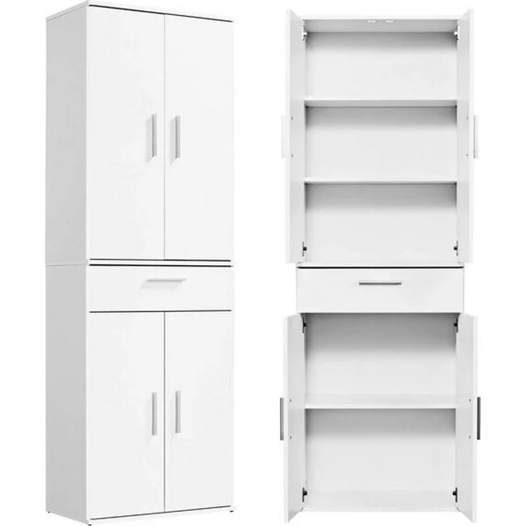 mokebo® Mehrzweckschrank 60cm Breite mit Schubladen & Einlegeböden 'Der Praktische' hoher Schubladenschrank in weiß, großer Schrank & Hochschrank | 60 x 180 x 34 (B/H/T in cm) – Bild 4