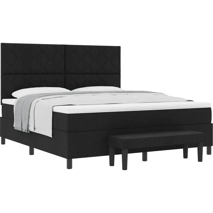 vidaXL Boxspringbett mit Kopfteil Schwarz 180 x 200 cm Stoff 3344165 – Bild 2