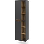 Badschrank Viola Anthrazit 50 x 170 cm mit Türen, und offenen Fächern Vicco