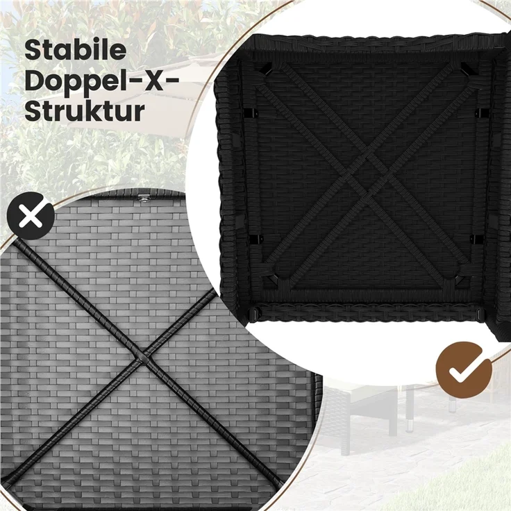 Yaheetech Gartenlounge-Set mit Sessel, Fußhocker & Kaffeetisch, Rattan-Optik, Schwarz & Beige – Bild 8