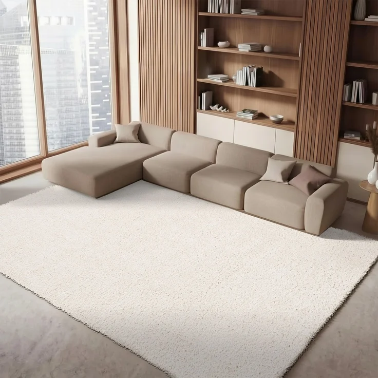 SAFAVIEH Zottelig Teppich für Wohnzimmer, Esszimmer, Schlafzimmer - August Shag Collection, Kurzer Flor, Elfenbein, 274 X 366 cm