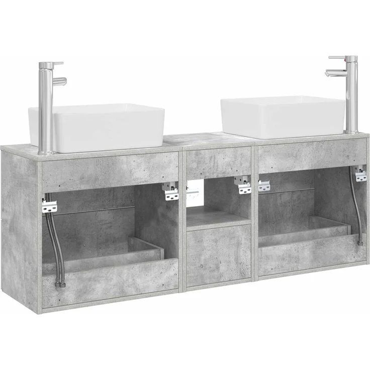vidaXL Badezimmerschrank-Set 3 stk. Betongrau 136 x 35 x 80 cm 3405854 – Bild 8