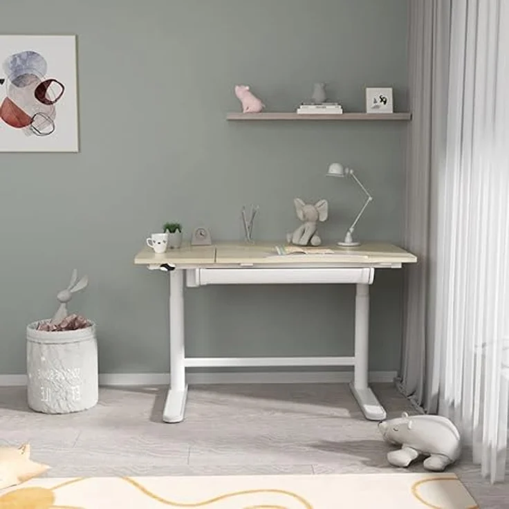 FlexiSpot SD2 Kinderschreibtisch elektrisch höhenverstellbar, neigbar, mit Stauraum & Taschenhaken – ergonomisch & praktisch – Bild 3