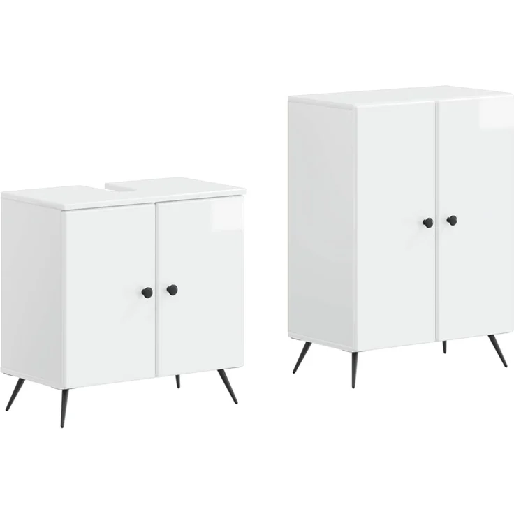 vidaXL 2-teiliges Badezimmer Schrank Set BREDA Hochglanz Weiß 3417643 – Bild 1