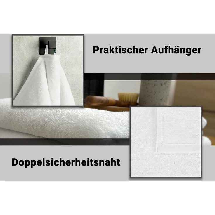 ZOLLNER 5er Set Duschtücher 100% Baumwolle, 70x140 cm, Weiß – Bild 5