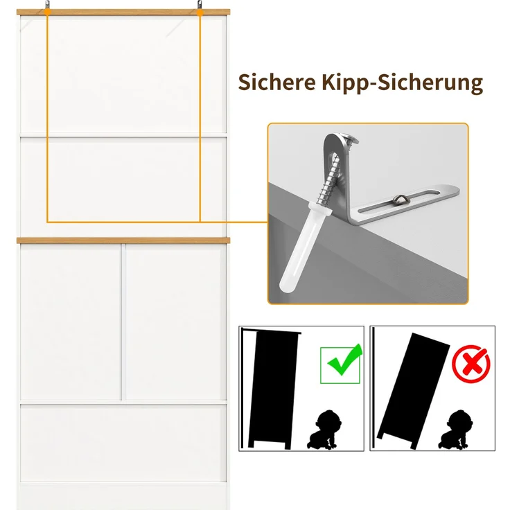 Abrihome Küchenschrank mit 12 Türfächern und Schubladen, Weiß, 180x40x80 cm – Bild 5