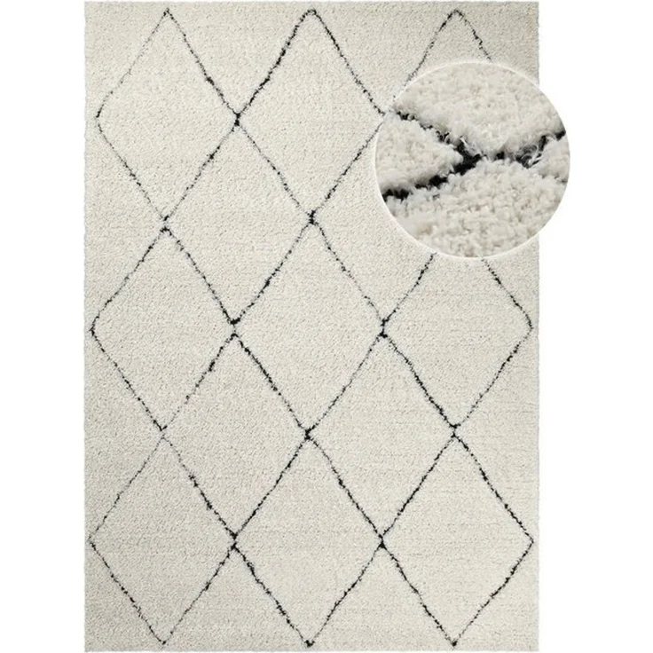 OTTO home Hochflor-Teppich Aveline, auch als Läufer erhältlich, rechteckig, Höhe: 35 mm, Langflor, Shaggy im Berber Stil, geometrisch, Raute, Wohnzimmer – Bild 4