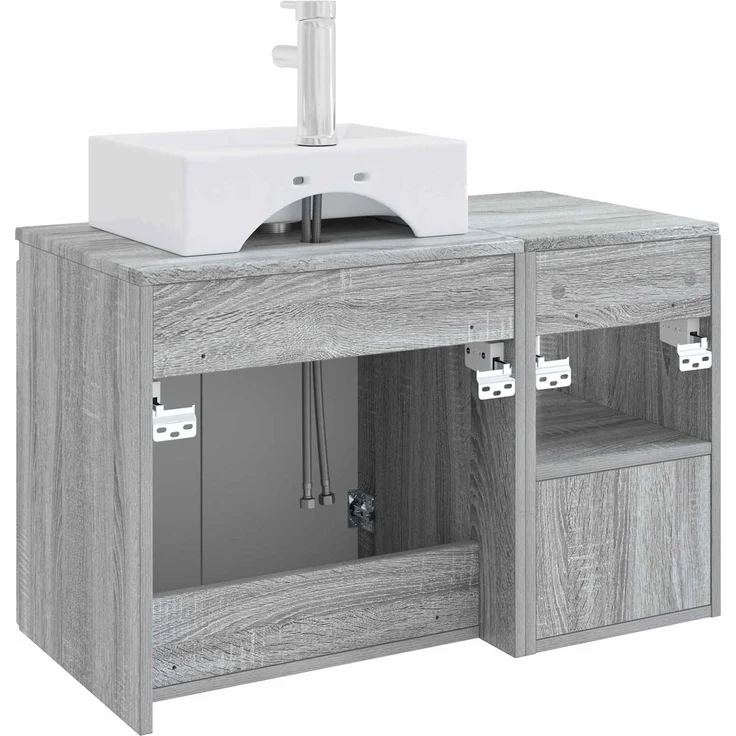 vidaXL Badezimmerschrank-Set 2 stk. Grau Sonoma 79,5 x 41 x 79,5 cm 3404060 – Bild 6