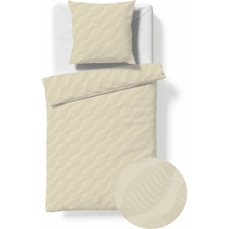 Fleuresse Havanna Damast Bettwäsche uni 135x200 Muscheln Knoten beige 454616-9050 – Bild 2