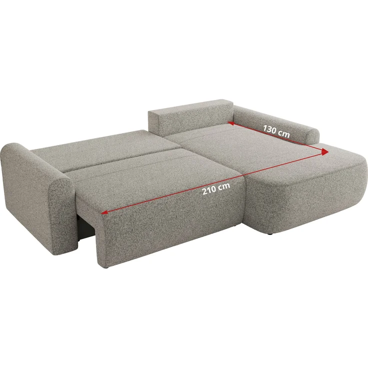 Ecksofa, L-förmiges, lose Kissen, DL-Schlaffunktion, (H 100 x T 187 x B 273 cm) - CUBO L - Struktur Hellgrau - linke Seite – Bild 7