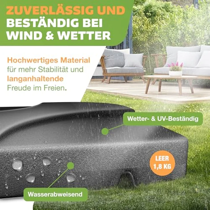 KESSER® Sonnenschirmständer 4-teilig Schirmgewicht Schirmständer für Ampelschirm Bodenkreuz 60 Liter / 80 kg befüllbar mit Wasser oder Sand Inkl. Metallverbinder Ampelschirmständer Kunststoff Schwarz – Bild 5