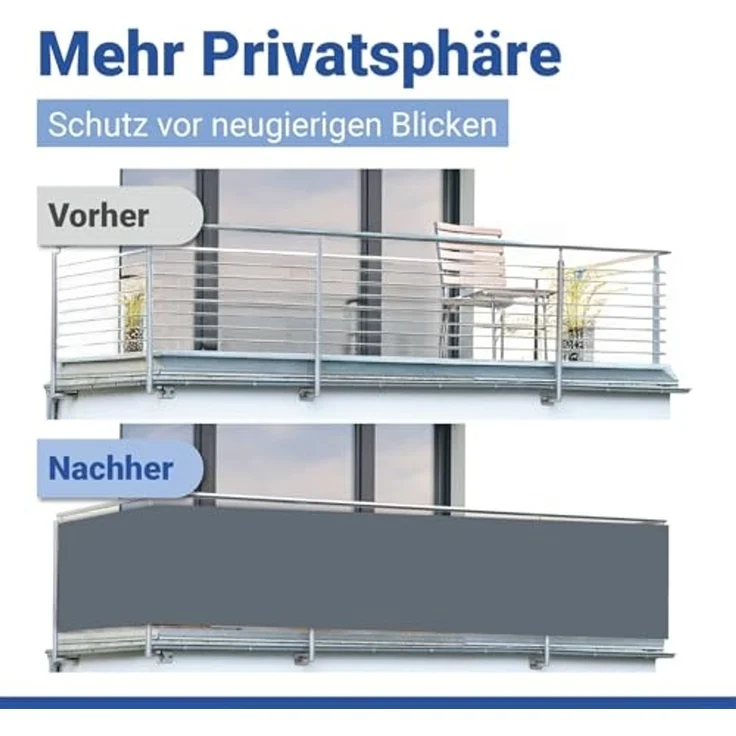Maximex Balkon-Sichtschutz ANTHRAZIT Uni, Glasfaserverstärkte Balkonsichtschutzfolie, UV- und witterungsbeständig, Zuschneidbar, 5 m x 85 cm – Bild 5