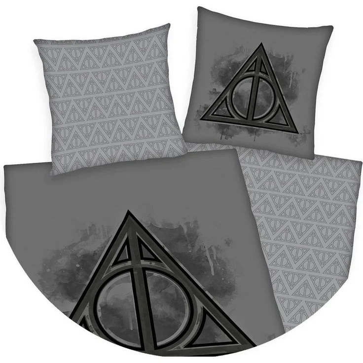 Herding Jugendbettwäsche Harry Potter Grau 135x200cm Deathly Hallows, Renforcé, 2 teilig, Heiligtümer des Todes, mit Knopfleiste – Bild 3