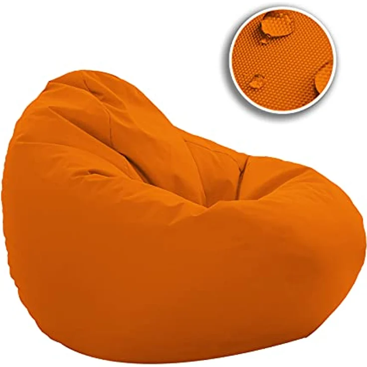 HomeIdeal - Sitzsack XXL Bodenkissen für Erwachsene & Kinder - Geeignet für Gaming oder Entspannen - Indoor wie Outdoor da er Wasserfest ist - mit EPS Perlen, Farbe:Orange, Größe:XL – Bild 4