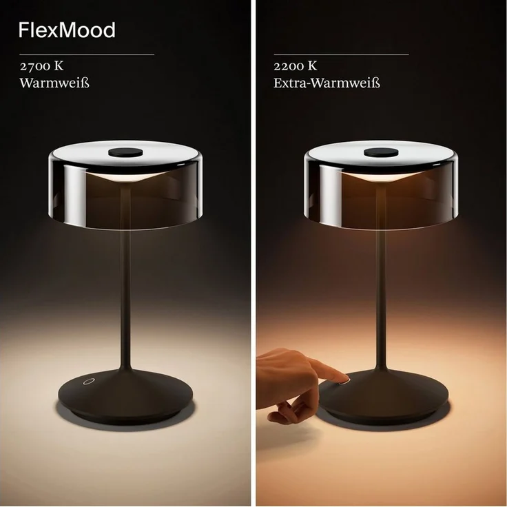 SIGOR LED Tischleuchte Akku-Glasleuchte NUMOTION nachtschwarz, Dimmbar, LED fest integriert, Warmweiß – Bild 3
