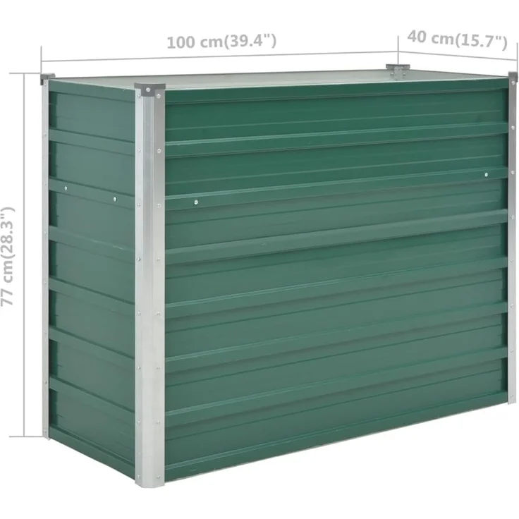 DELUKE® Hochbeet für Garten OSKAR Grün 100x40x77cm Verzinkter Stahl Hochbeet Metall Gartenbeet Kräuterbeet Blumenbeet Beet hoch Frühbeet für Garten Gemüsebeet – Bild 2