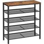 Vasagle Schuhregal 5-stöckig, Holzspanplatte Vintagebraun/Schwarz, 28 x 75 x 93 cm