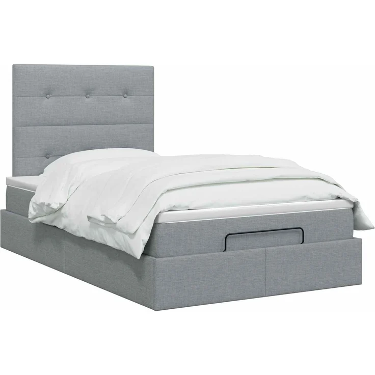 vidaXL Ottoman Bett mit Matratze Hellgrau 120x190 cm Stoff 3457473 – Bild 3