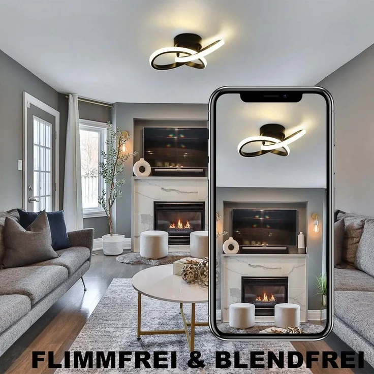 Nettlife LED Deckenleuchte LED-Deckenleuchte in 3 Blättern Weißen Design, Flimmerfrei Blendfrei, LED fest integriert, Warmweiß, Schwenkbar 15~20° – Bild 3