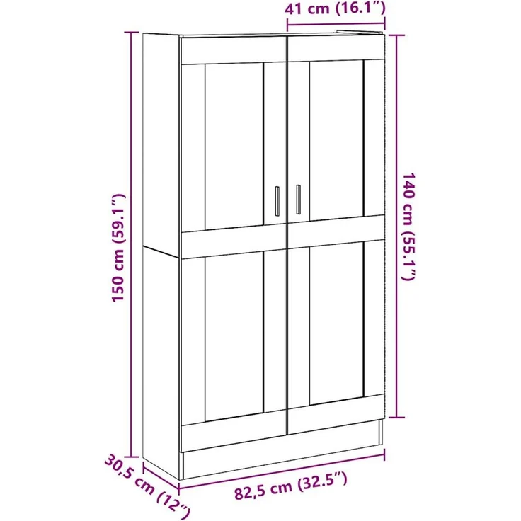 vidaXL Highboard Altholz-Optik 82,5x30,5x150 cm Holzwerkstoff 3318718 – Bild 9