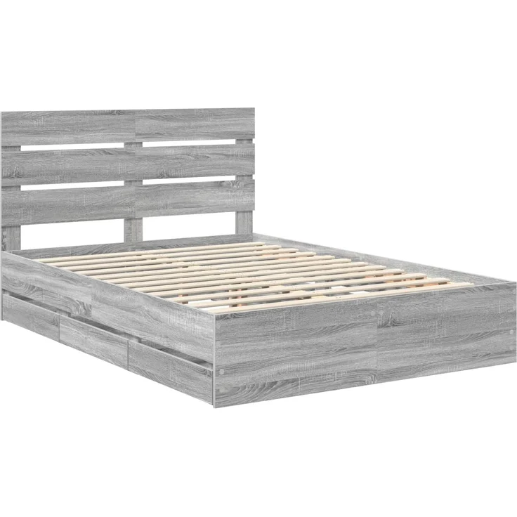 vidaXL Bettrahmen Sonoma-Grau 150 x 200 cm Ingenieurs Holz 3411827 – Bild 4