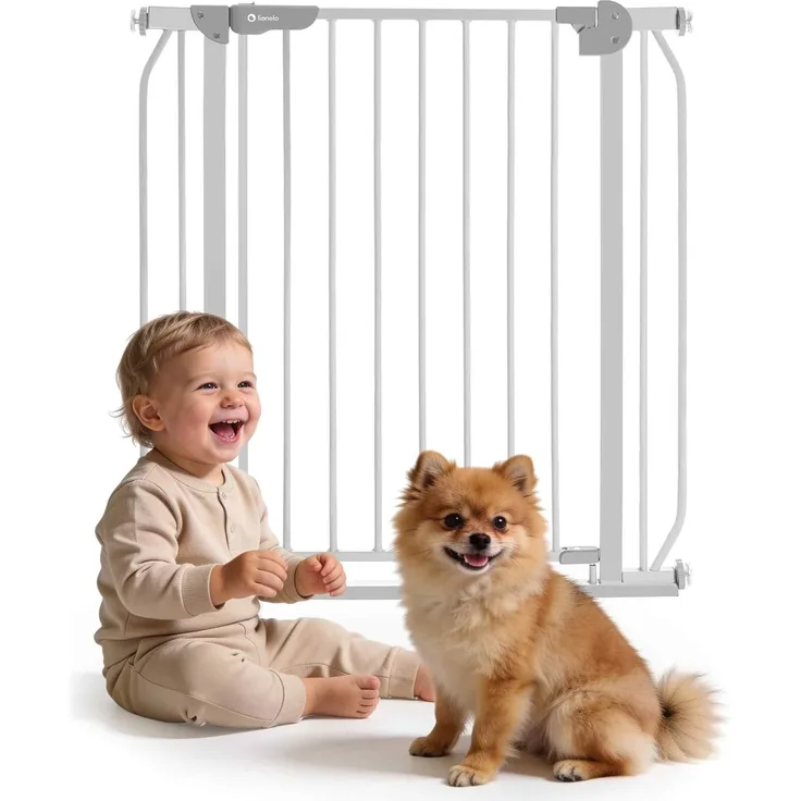 LIONELO Truus Slim Treppenschutzgitter, Ohne Bohren, Türschutzgitter, Baby Türgitter zum Klemmen, Metall, Breite von 75-105 cm einstellbar (Slim Grey)