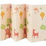 Juskys Kinder Spielmatte Jakob 180x200 cm Tiere - XXL Matte für Babys - Schaumstoff Spielteppich faltbar, soft & wendbar - Boden - Krabbelmatte Beige
