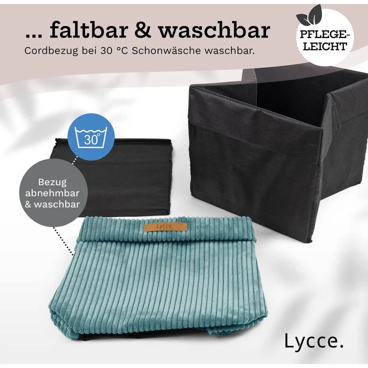 Lycce faltbare Aufbewahrungsbox, 2er Set - Cord, passend für Kallax Regal, abnehmbarer Bezug, robust, formstabil Türkis 31x33x33cm – Bild 10