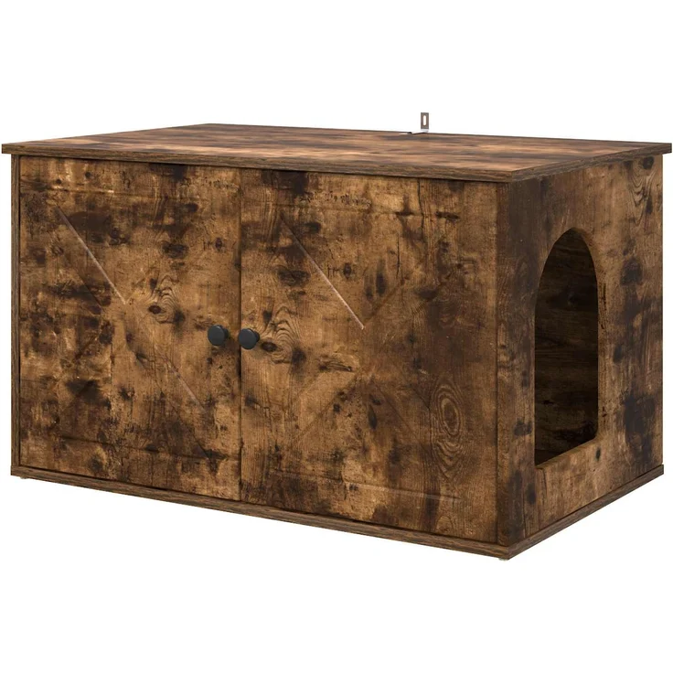 vidaXL Katzenhaus Geräucherte Eiche 85 x 55 x 50 cm Holzwerkstoff 8000730 – Bild 2