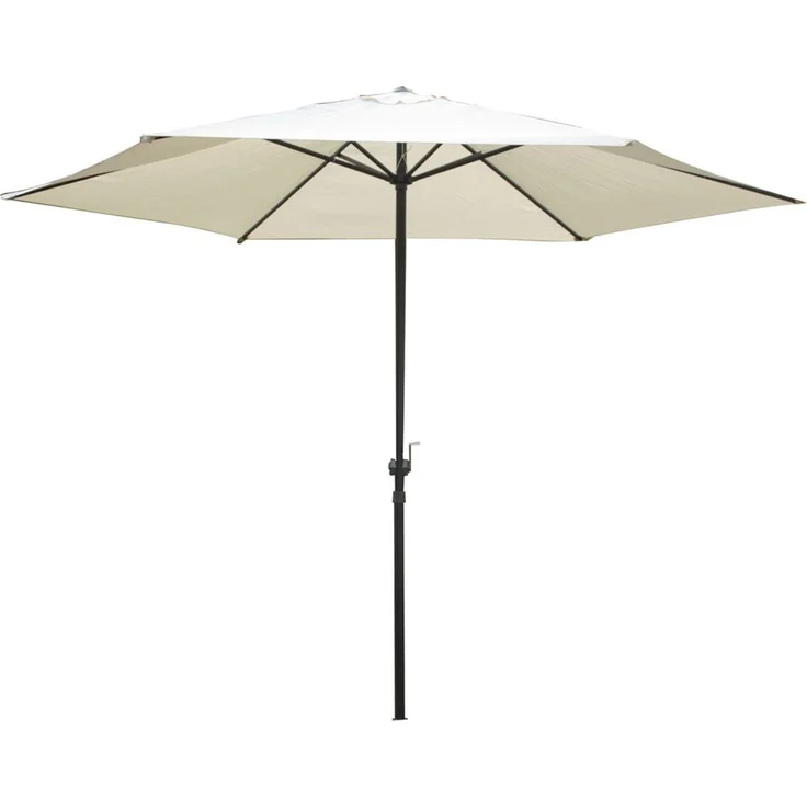 Garden Pleasure Sonnenschirm CABOGROS Creme Ø 300 cm 6 Streben mit Handkurbel Natur 295x250x250 cm – Bild 1