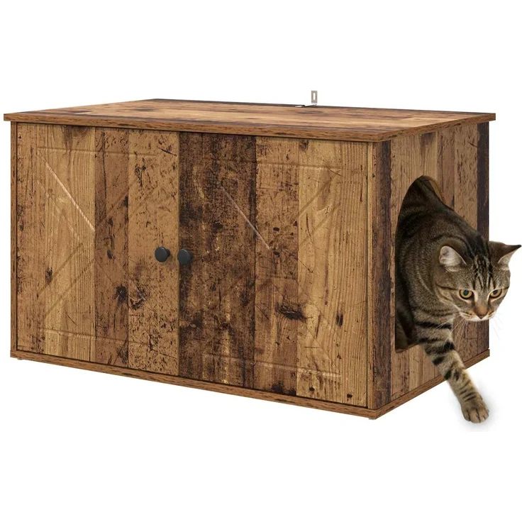 vidaXL Katzenhaus Altholz 85 x 55 x 50 cm Holzwerkstoff 8000732 – Bild 3
