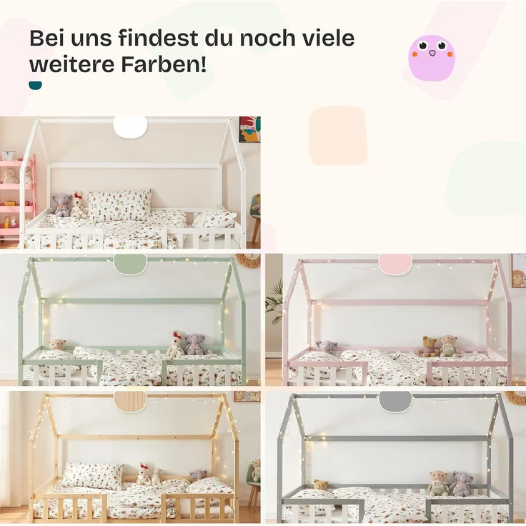 Hausbett Sisimiut mit Rausfallschutz 120x200 cm Mintgrün/Weiß [en. casa] – Bild 9