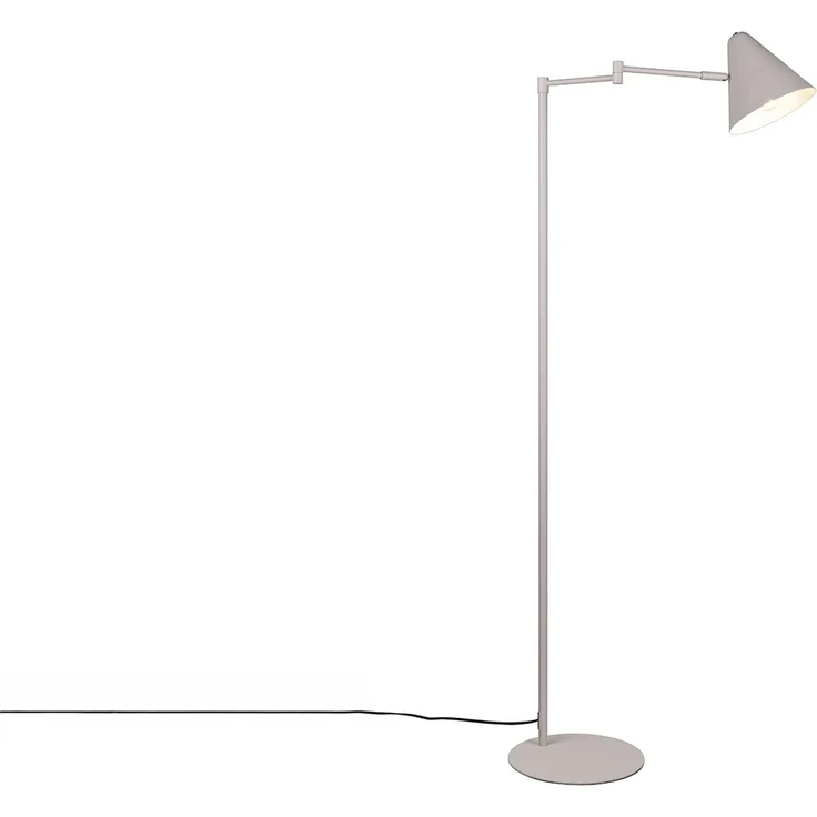 Kleine LED Stehleuchte mit Schwenkarm aus Metall Hellgrau, Höhe 126,5cm – Bild 2