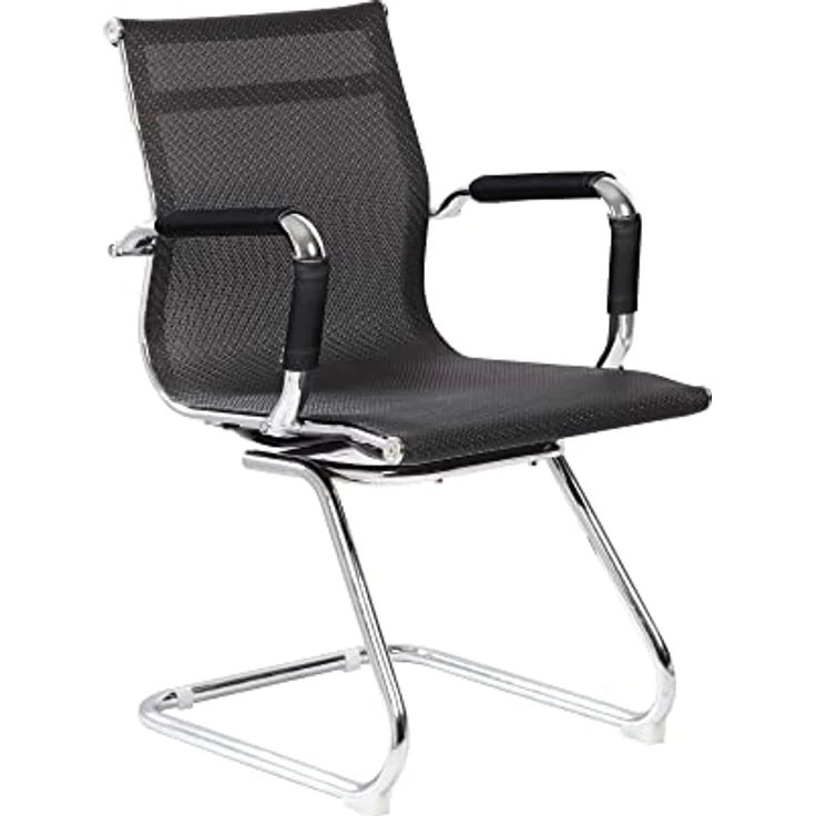 Dmora - Stuhl Maitland, Büro-Wartezimmersitz mit Armlehnen, Ergonomischer Wartesitz, 62x54h89 cm, Schwarz – Bild 2