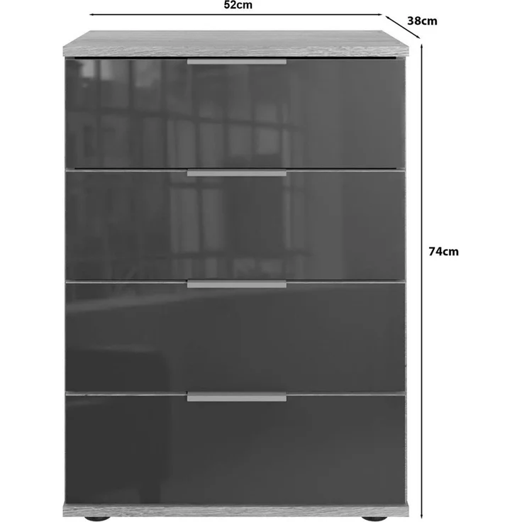 Nachtkommode Saigon Schubkastenkommode 52x38x74cm Farbe: grau – Bild 3