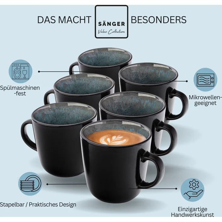 SÄNGER Kaffeebecher Set Manila - 6 teilig aus Steingut – Bild 4