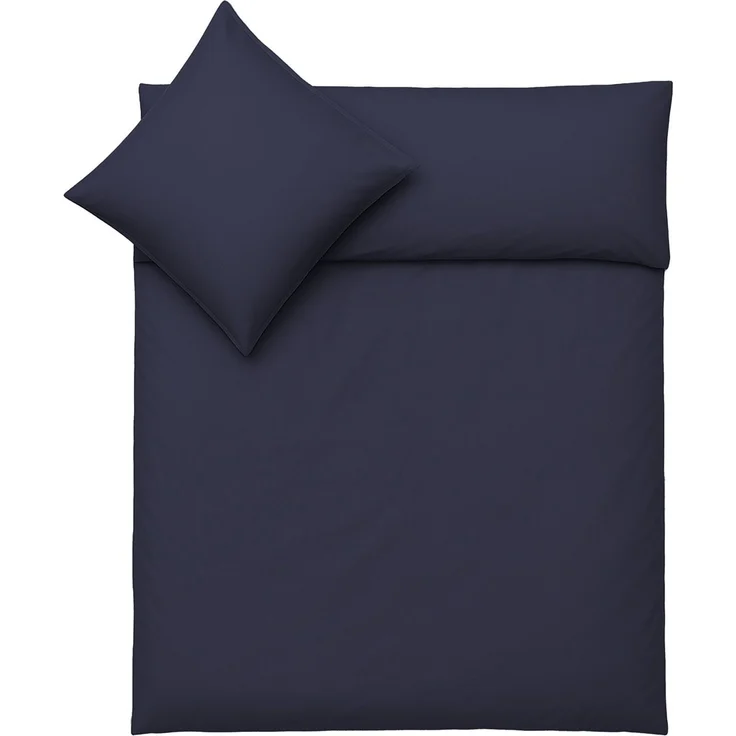 Julido Jersey Bettwäsche 155x220 80x80 Baumwolle Set Druckknopf weich Marineblau – Bild 1