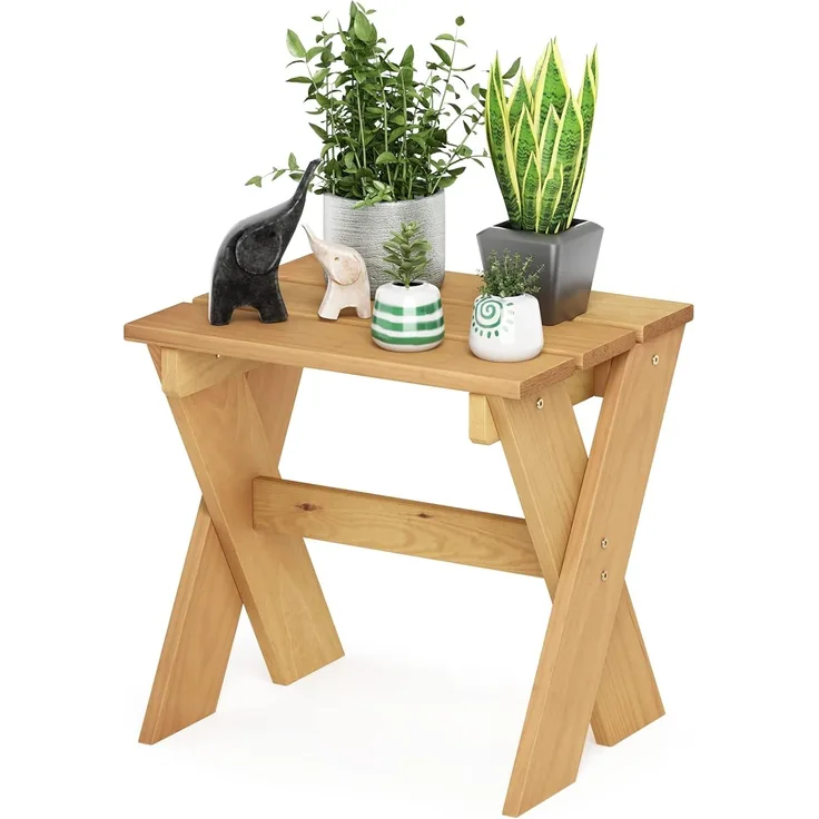 Furinno Tioman Outdoor-Beistelltisch aus Hartholz, Blumenständer, Kiefernholz