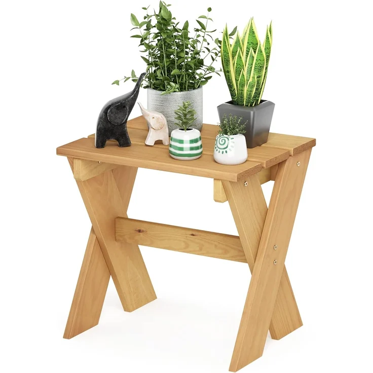 Furinno Tioman Outdoor-Beistelltisch aus Hartholz, Blumenständer, Kiefernholz – Bild 1