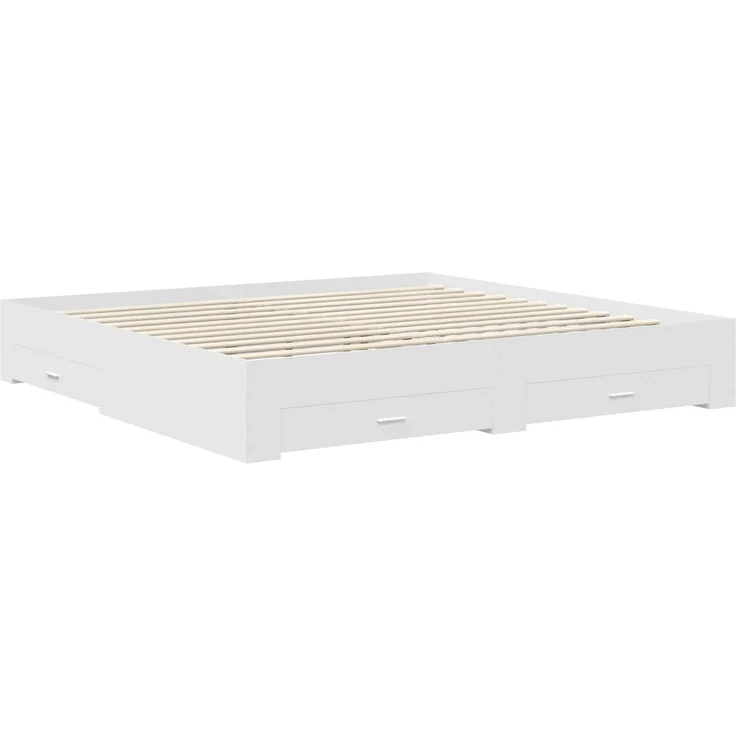 vidaXL Bettrahmen mit Kopfteil Weiß 200 x 200 cm Holzwerkstoff 3409953 – Bild 5