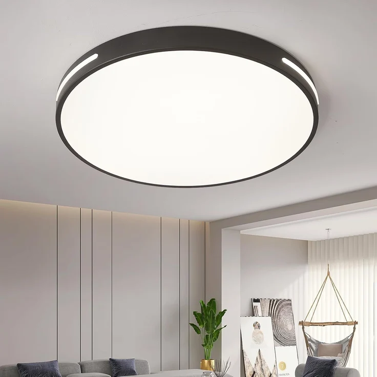 Natsen Deckenleuchte LED Deckenlampe, 96W, Voll dimmbar mit Fernbedienung, 3000K-6000K, Warmweiß bis kaltweiß, Rund Leuchte für Wohnzimmer, Gastzimmer, Büro (Schwarz 50x50x5cm) – Bild 6
