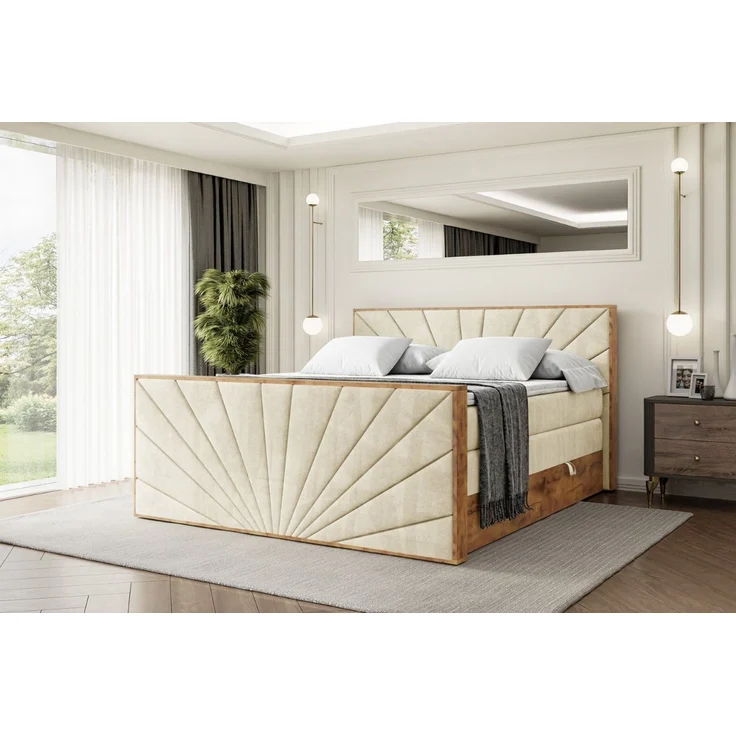 ALTDECOR Boxspringbett LOLLI6-Z KING (Multipocket-Matratze H4, H3 Matratze Bonellfederung, Topper, Kopfteil), Doppelbett mit Fußteil – Bild 1