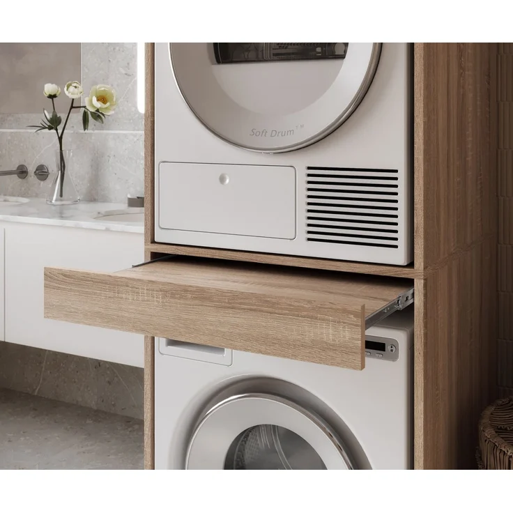 Platan Room Waschmaschinenumbauschrank Waschmaschinenschrank für Waschmaschine & Wäschetrockner Waschmaschine Trockner Schrank mit Ausziehbrett Überbauschrank – Bild 3