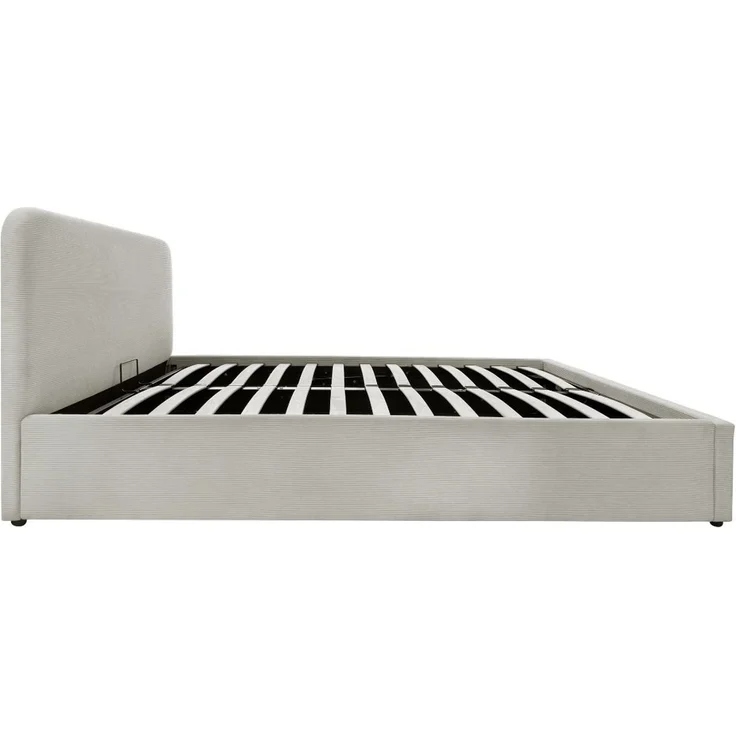 Casâme Bettkasten 140x190 cm mit Kopfteil bezogen mit beigem - LIVY - Beige – Bild 9