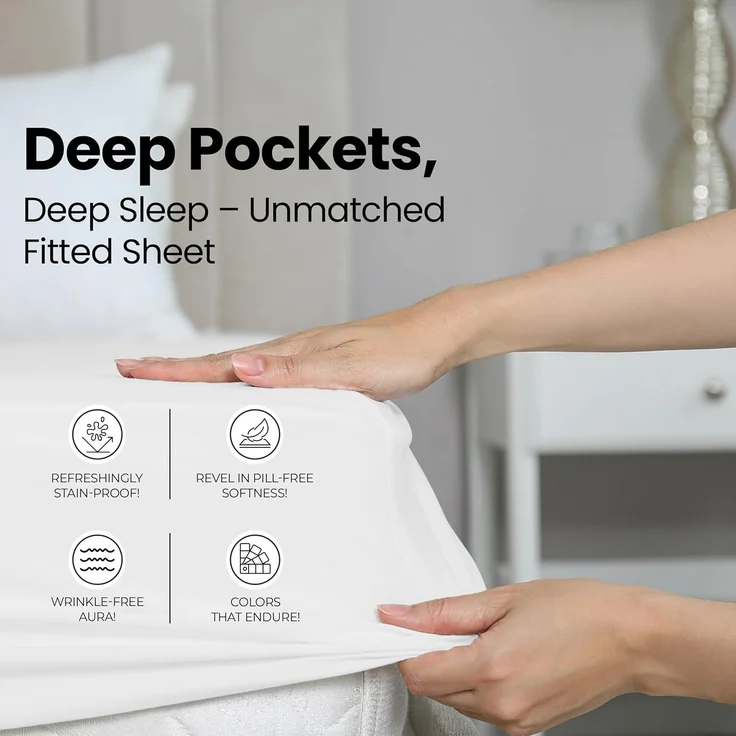 Utopia Bedding Cal King Spannbetttuch – Bettlaken – Tiefe Tasche – weiche Mikrofaser – schrumpft und verblasst Nicht, pflegeleicht, nur 1 Spannbetttuch (weiß) – Bild 4