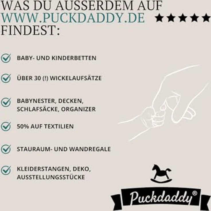 Puckdaddy Wickelaufsatz Lasse 80 x 11 x 80 cm aus Holz in Weiß – Bild 8