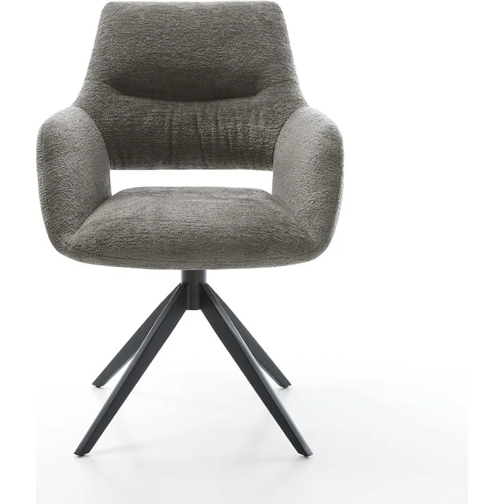 Drehstuhl Yago-Flex mit Armlehnen Bouclé Soft Schlamm Kreuzgestell breit Schwarz 360° drehbar Wippfunktion Taschenfederkern – Bild 4
